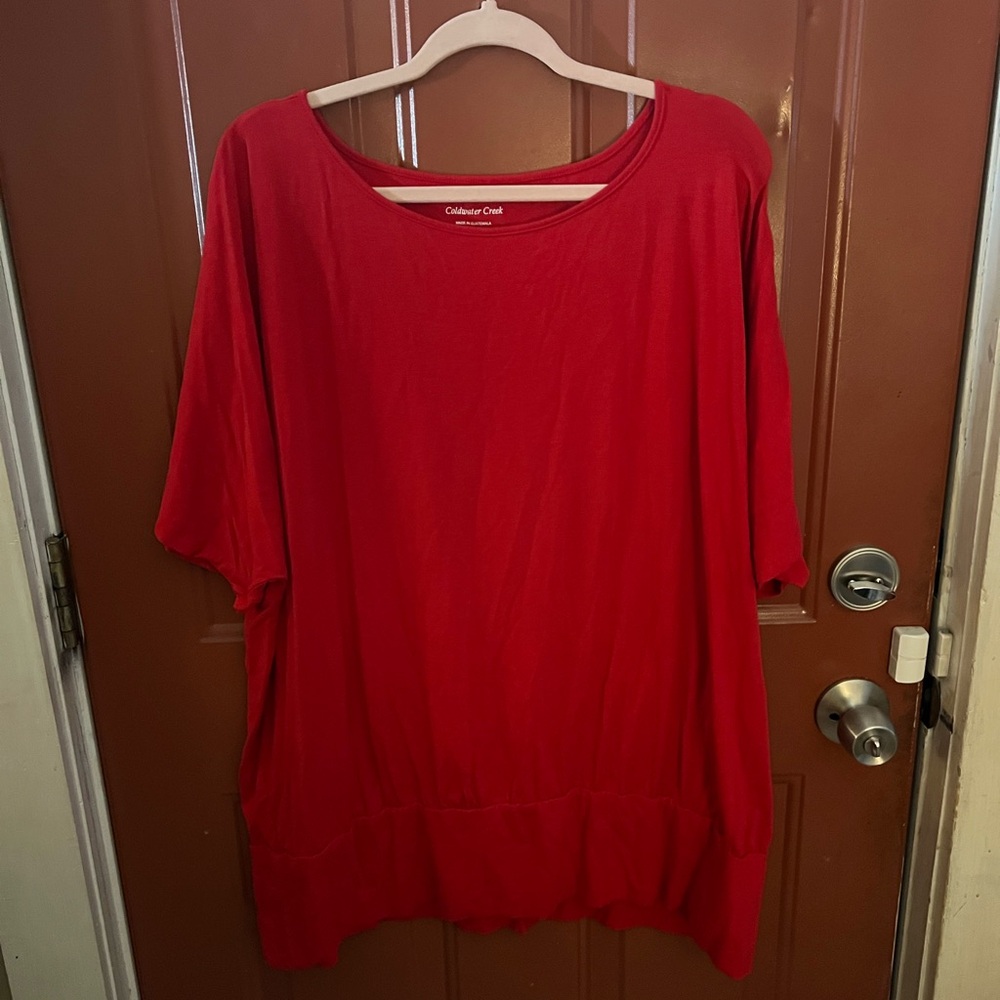 Coldwater Creek Red Boxy 3/4 Sleeve Blouse